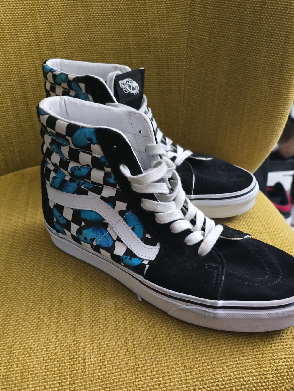 Vans Sk8-Hi Butterfly Checkerboard  Women 9.5, Men 8 - Picture 2 of 5